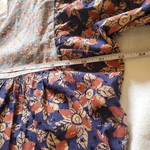 Free People Indigo Combo Long Bell Sleeve Maxi Sz. L Dress - Picture 12 of 15